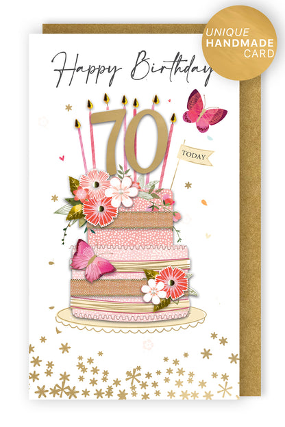 Happy Birthday 70 Today Sweet Surprise Hand-Finished Champagne Birthday Card