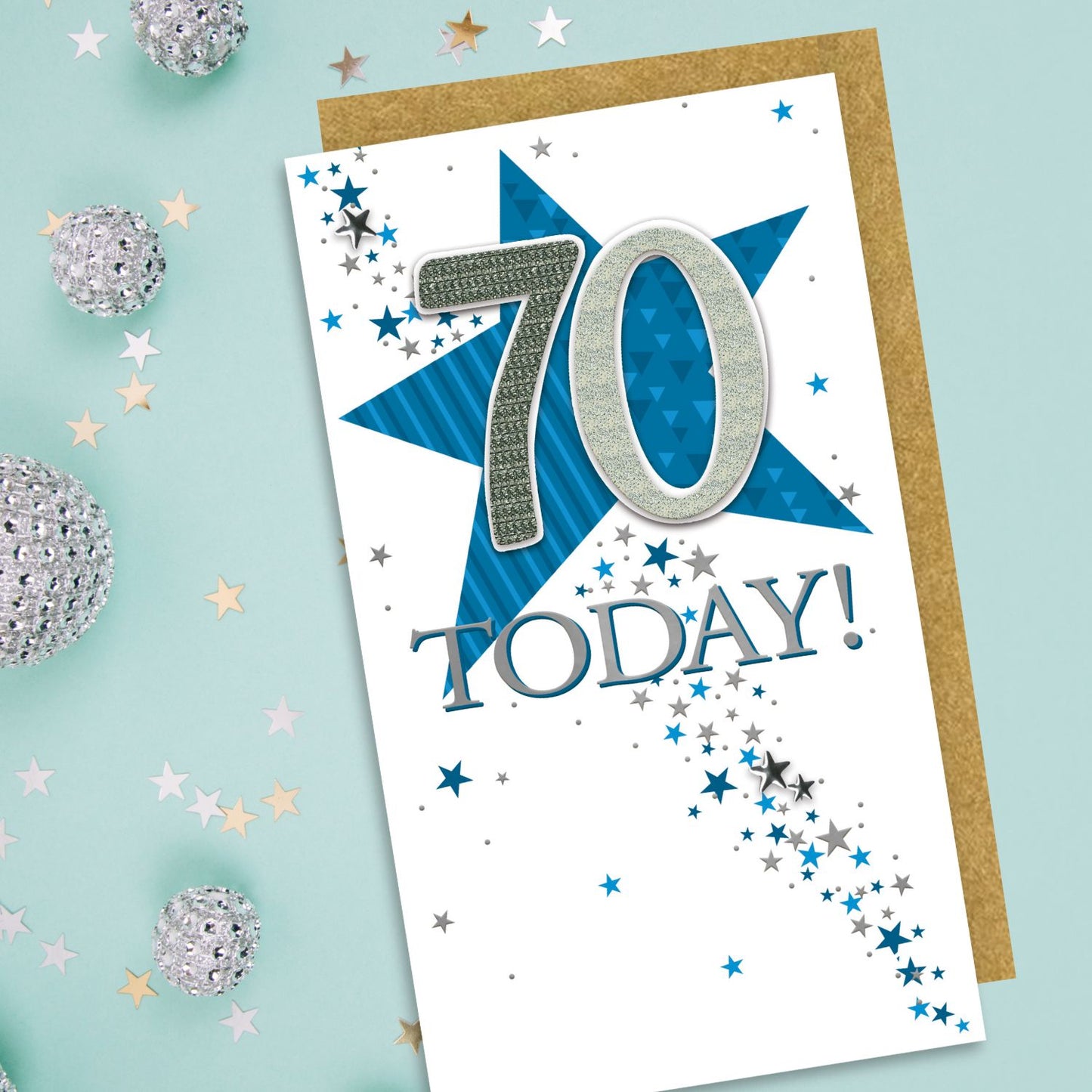 70 Today Superstar Seventy Hand-Finished Champagne Birthday Card