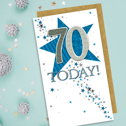 70 Today Superstar Seventy Hand-Finished Champagne Birthday Card