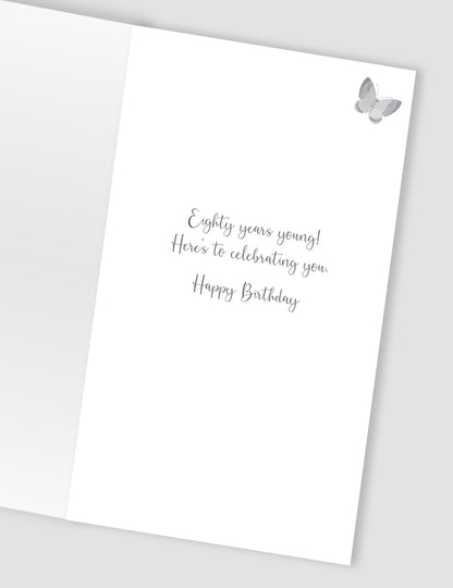 80 Today Fun And Floral Hand-Finished Champagne Birthday Card