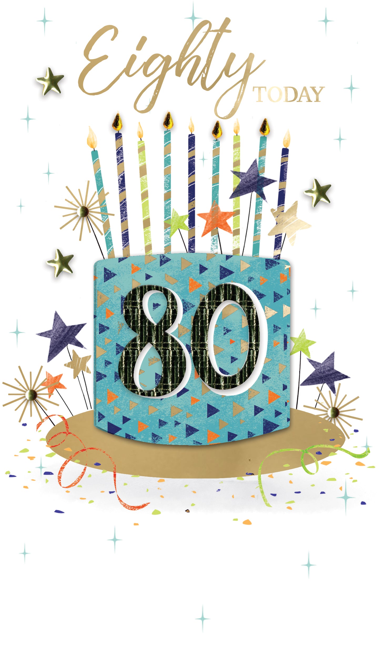 Eighty Today 80 Big Blue Eighty Hand-Finished Champagne Birthday Card