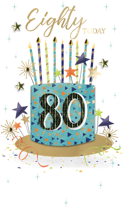 Eighty Today 80 Big Blue Eighty Hand-Finished Champagne Birthday Card