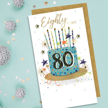 Eighty Today 80 Big Blue Eighty Hand-Finished Champagne Birthday Card