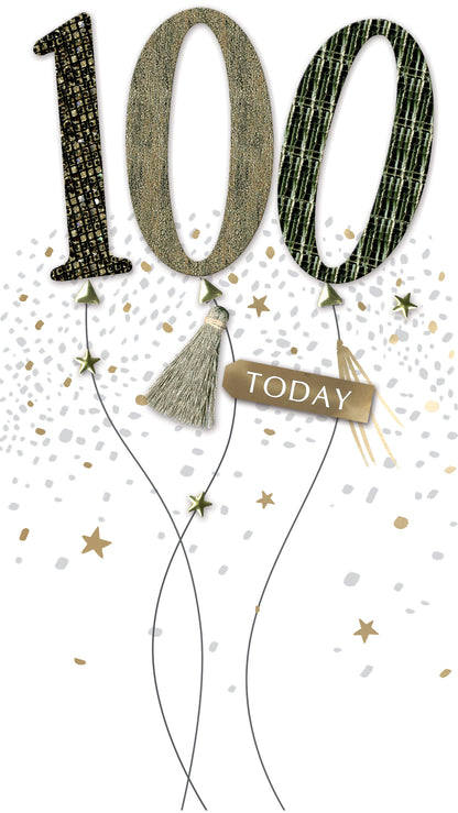 100 Today Balloon Bonanza Hand-Finished Champagne Birthday Card