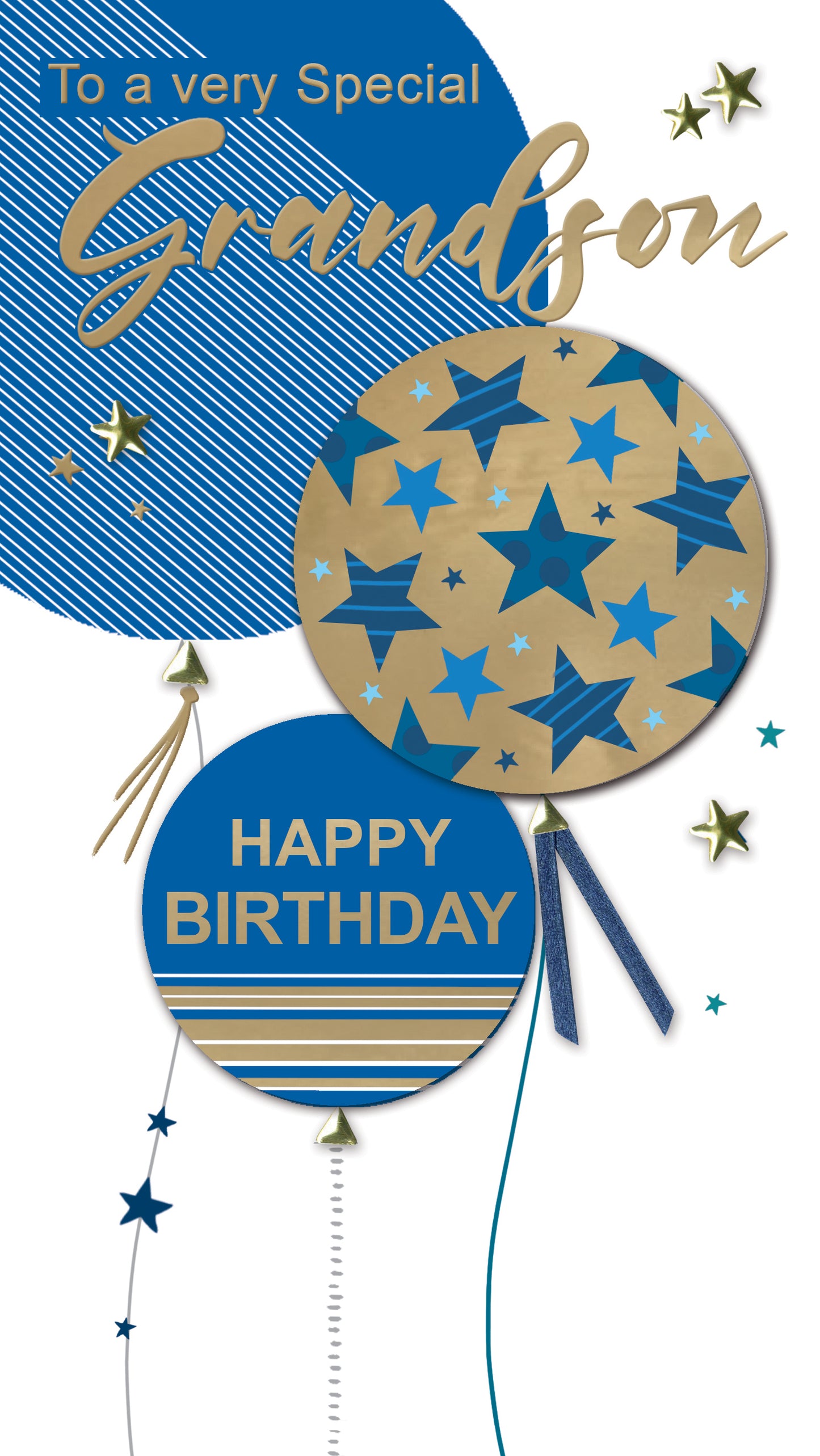 Special Grandson Happy Birthday Hand-Finished Champagne Birthday Card