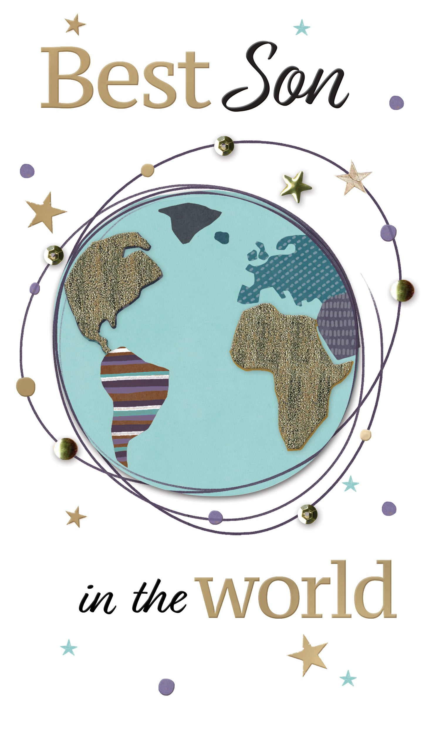 Best Son In The World Galactic Adventure Hand-Finished Champagne Birthday Card