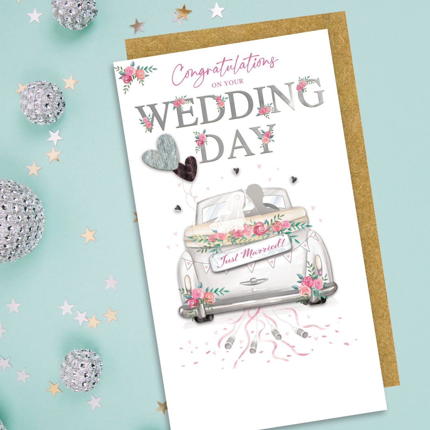 Congratulations On Your Wedding Day Hand-Finished Champagne Wedding Card
