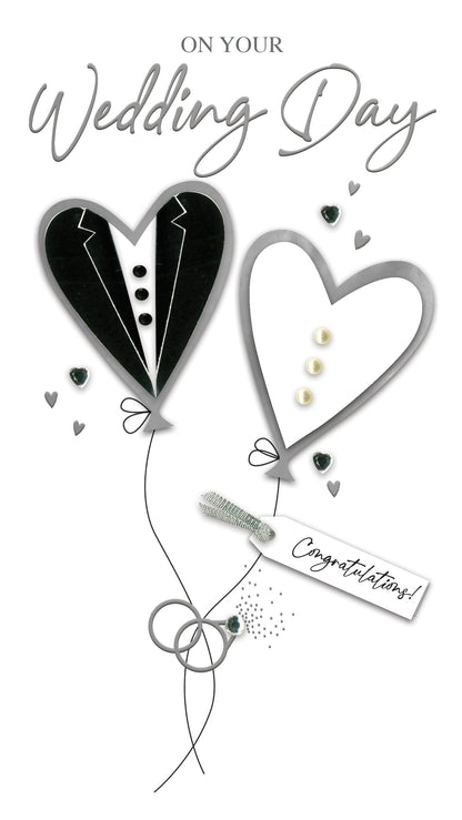 Congratulations On Your Wedding Day Hand-Finished Champagne Wedding Card