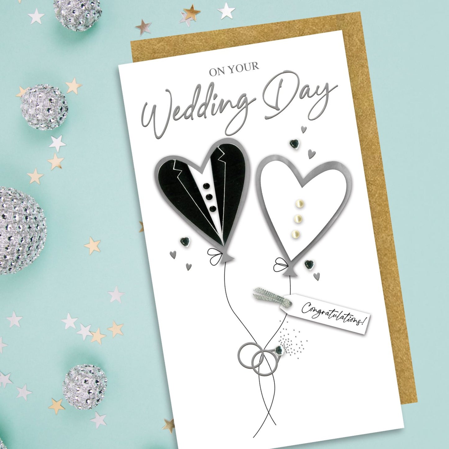 Congratulations On Your Wedding Day Hand-Finished Champagne Wedding Card