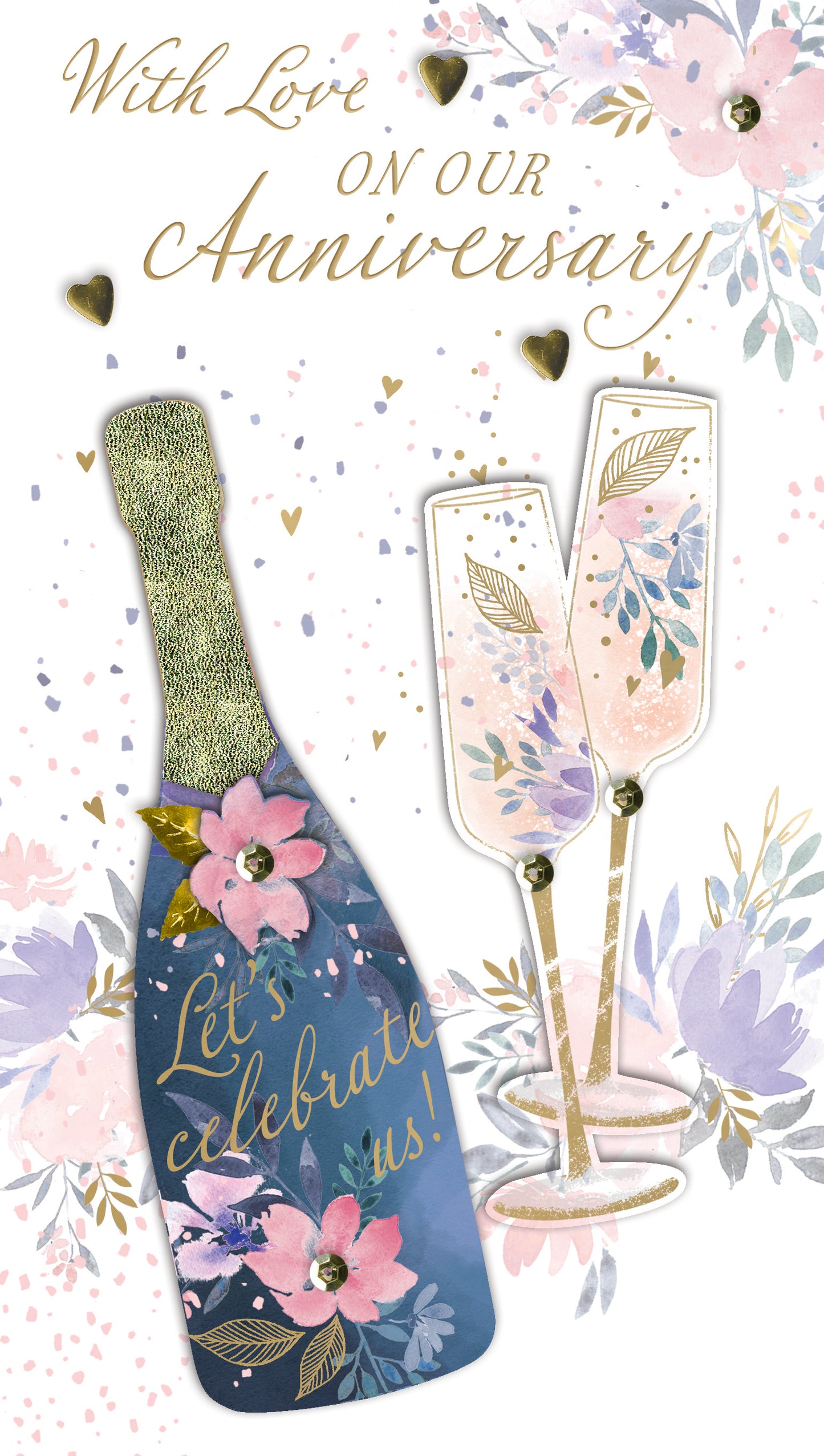 With Love On Our Anniversary Bubbly Blooms Hand-Finished Anniversary Card