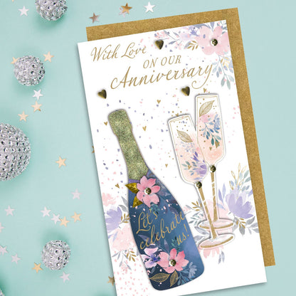 With Love On Our Anniversary Bubbly Blooms Hand-Finished Anniversary Card
