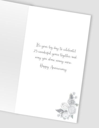 Congratulations Silver Wedding Anniversary 25 Hand-Finished Anniversary Card
