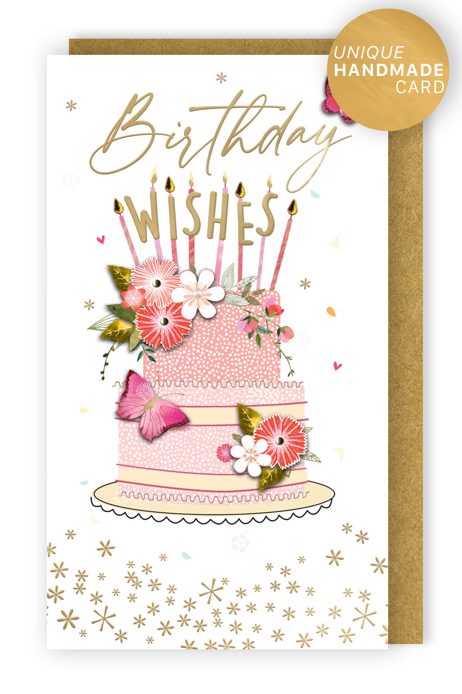 Birthday Wishes Fluttercakes Hand-Finished Champagne Birthday Card