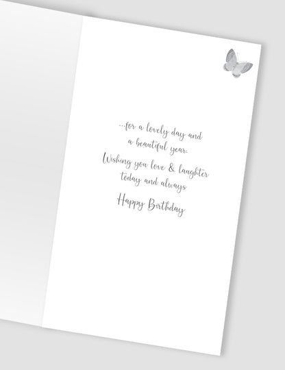 Birthday Wishes Fluttercakes Hand-Finished Champagne Birthday Card