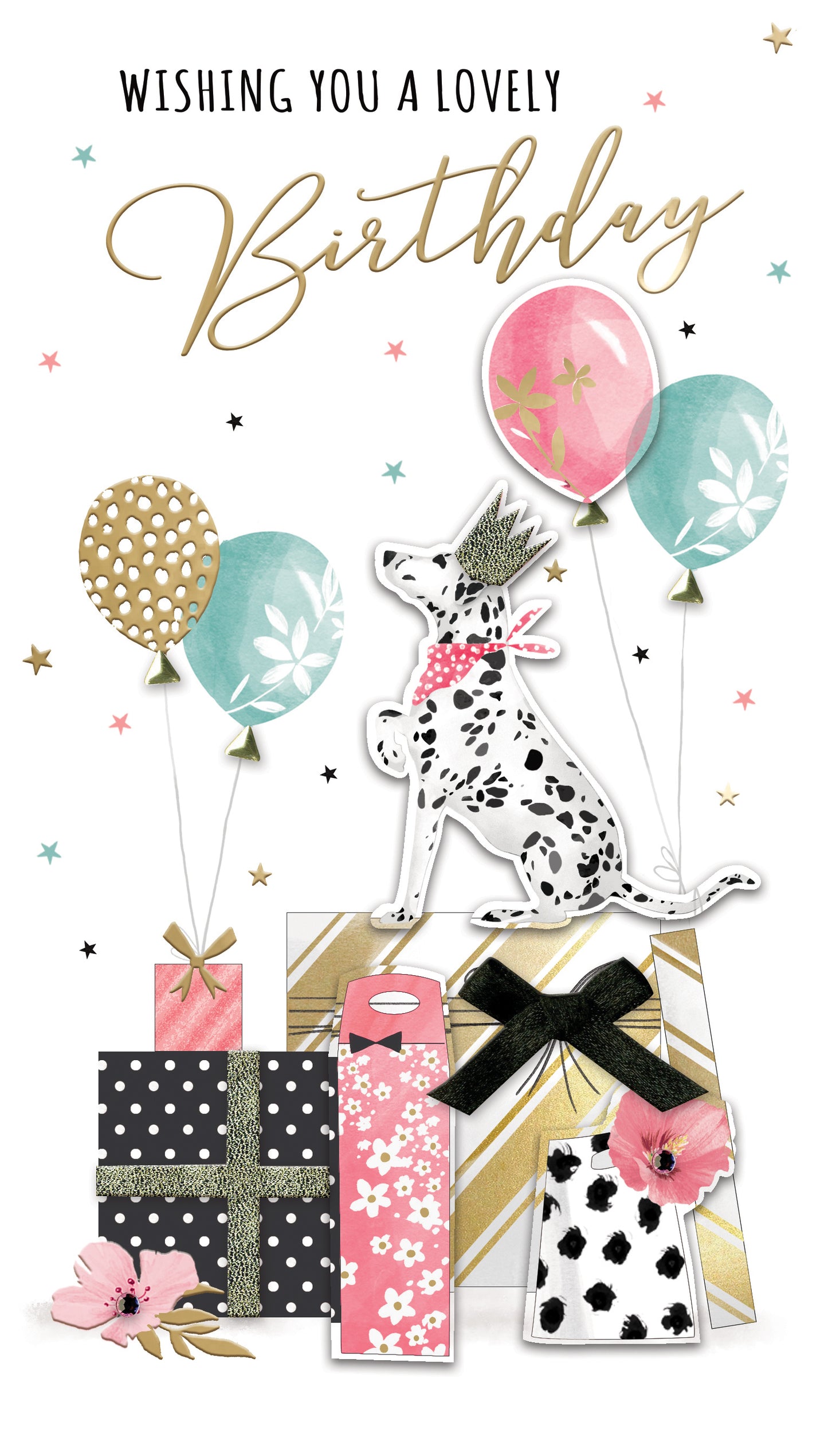Wishing You A Lovely Birthday Happy Paws Hand-Finished Champagne Birthday Card