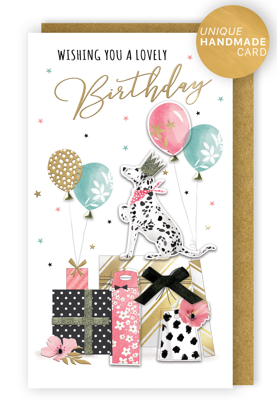 Wishing You A Lovely Birthday Happy Paws Hand-Finished Champagne Birthday Card