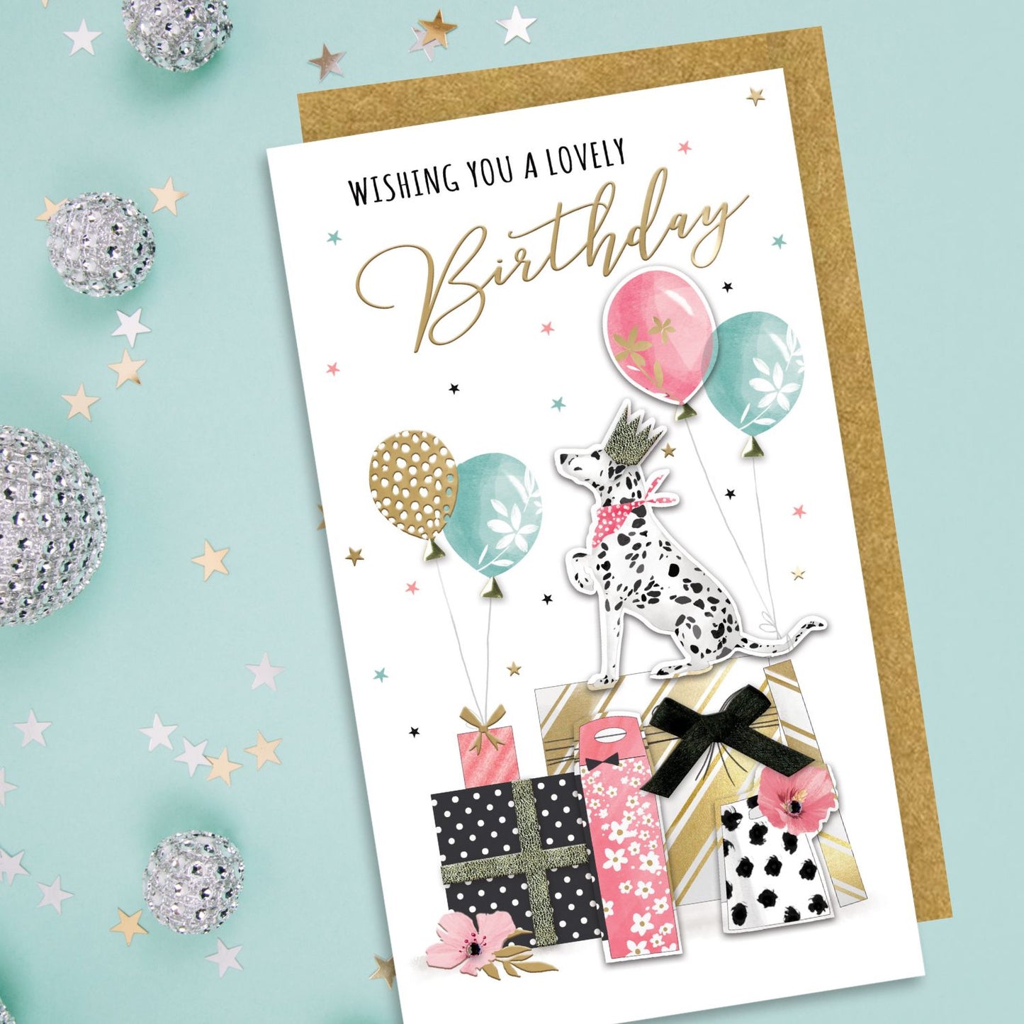 Wishing You A Lovely Birthday Happy Paws Hand-Finished Champagne Birthday Card