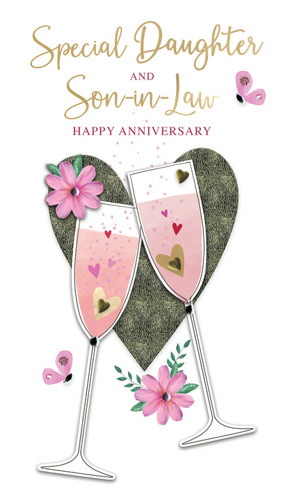 Daughter & Son-In-Law Happy Anniversary Fizz-tastic Fun Hand-Finished Card