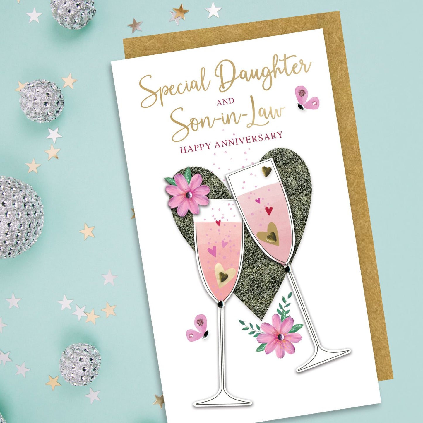 Daughter & Son-In-Law Happy Anniversary Fizz-tastic Fun Hand-Finished Card