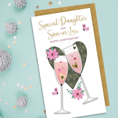 Daughter & Son-In-Law Happy Anniversary Fizz-tastic Fun Hand-Finished Card