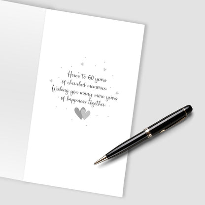 Diamond Anniversary Card 60 Years Champagne Hand-Finished Embellished  Design