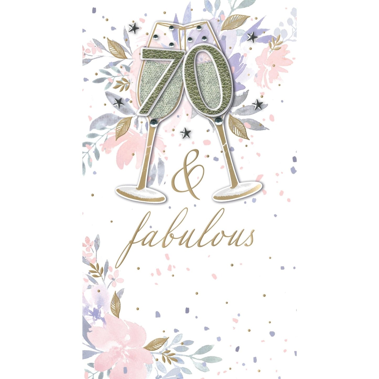 70th Birthday Card 70 & Fabulous Champagne Hand-Finished Embellished Gold Design