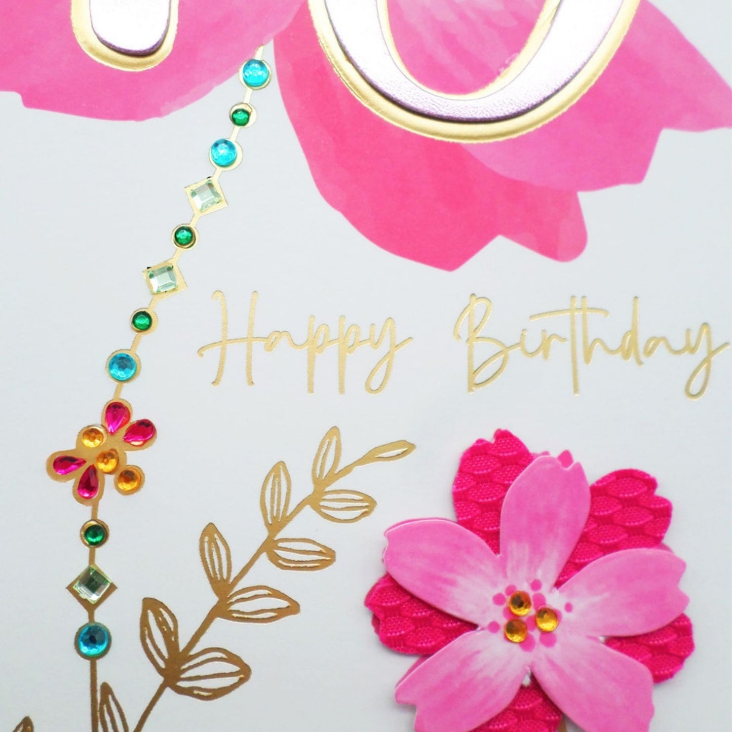 70th Birthday Card For Her Champagne Hand-Finished Embellished Floral Design