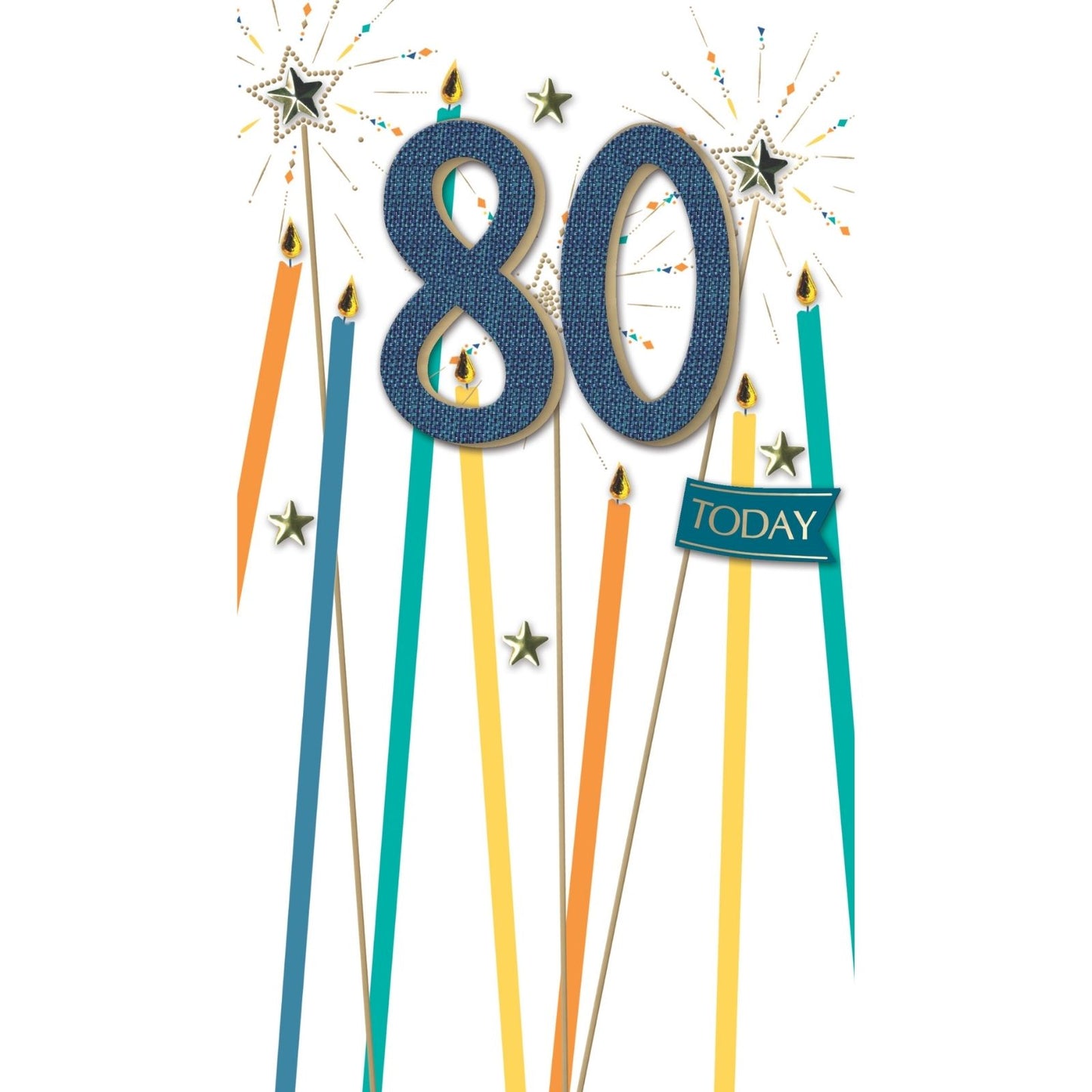 80th Birthday Card For Him Champagne Hand-Finished Embellished 80 Today Design