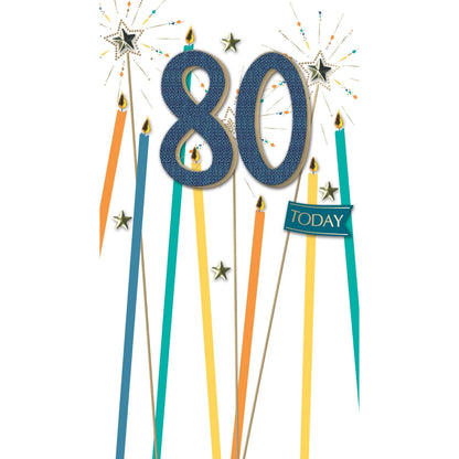 80th Birthday Card For Him Champagne Hand-Finished Embellished 80 Today Design
