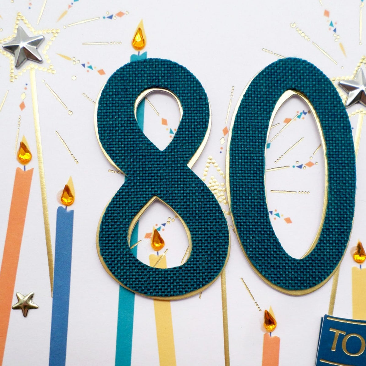 80th Birthday Card For Him Champagne Hand-Finished Embellished 80 Today Design