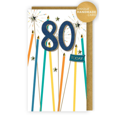 80th Birthday Card For Him Champagne Hand-Finished Embellished 80 Today Design
