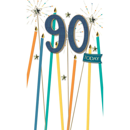 90th Birthday Card For Him Champagne Hand-Finished Embellished 90 Today Design