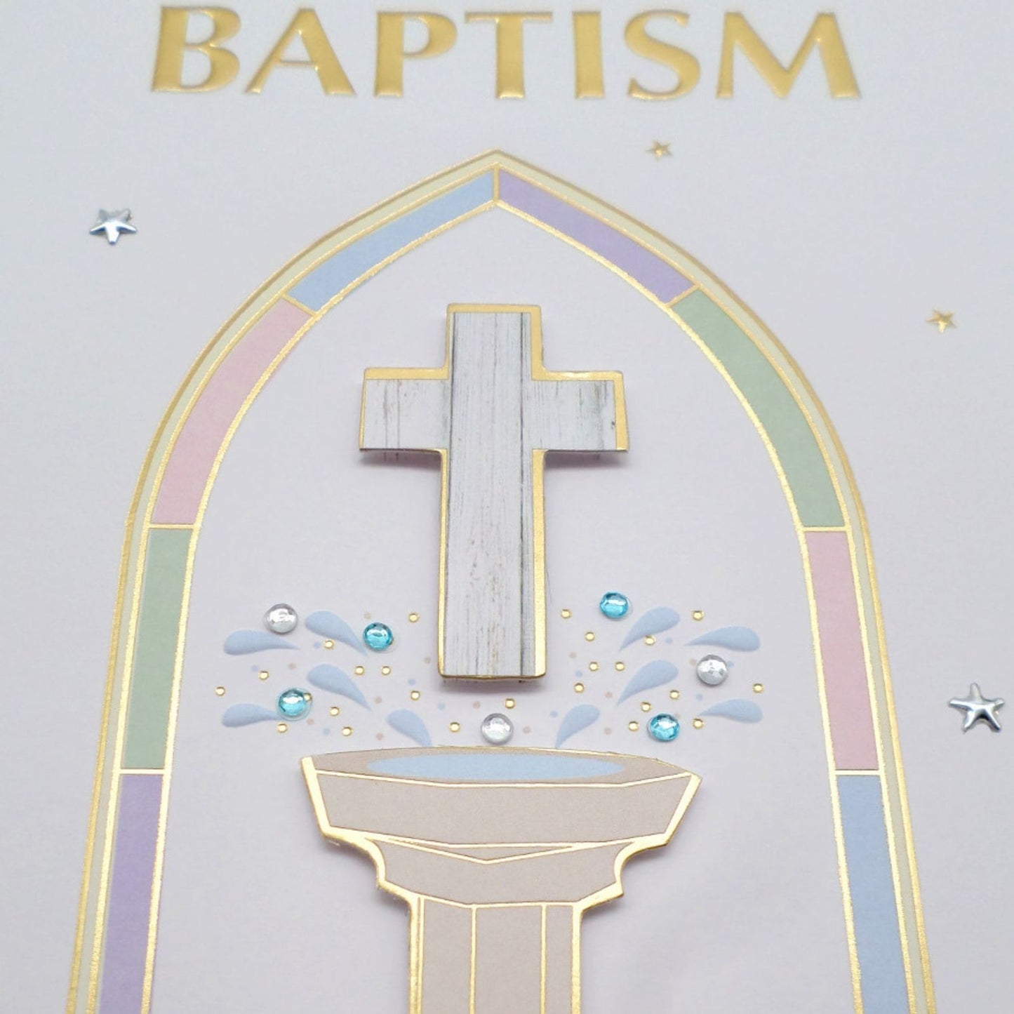 On Your Baptism Card Religious Champagne Hand-Finished Embellished Font Design