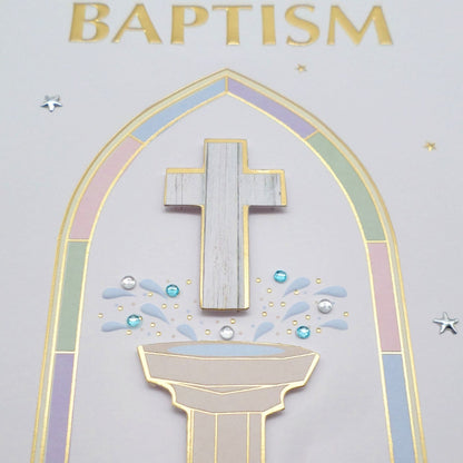 On Your Baptism Card Religious Champagne Hand-Finished Embellished Font Design