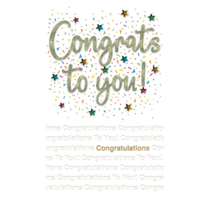 Congratulations Card Congrats To You Champagne Hand-Finished Embellished  Design