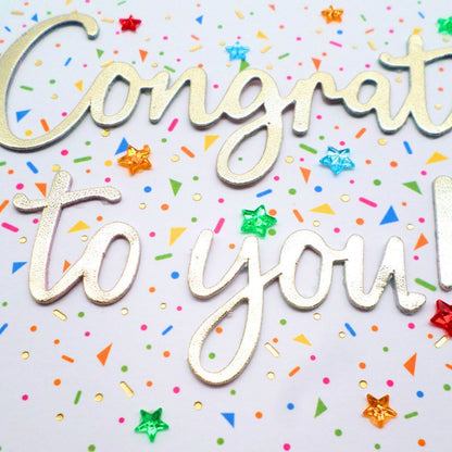 Congratulations Card Congrats To You Champagne Hand-Finished Embellished  Design