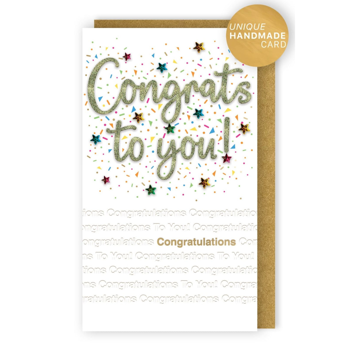 Congratulations Card Congrats To You Champagne Hand-Finished Embellished  Design