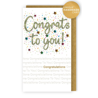 Congratulations Card Congrats To You Champagne Hand-Finished Embellished  Design