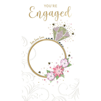 Engagement Card You're Engaged Champagne Hand-Finished Embellished Ring Design