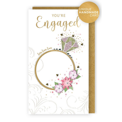 Engagement Card You're Engaged Champagne Hand-Finished Embellished Ring Design