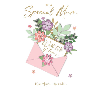 Mum Birthday Card Loving Champagne Hand-Finished Embellished Floral Design