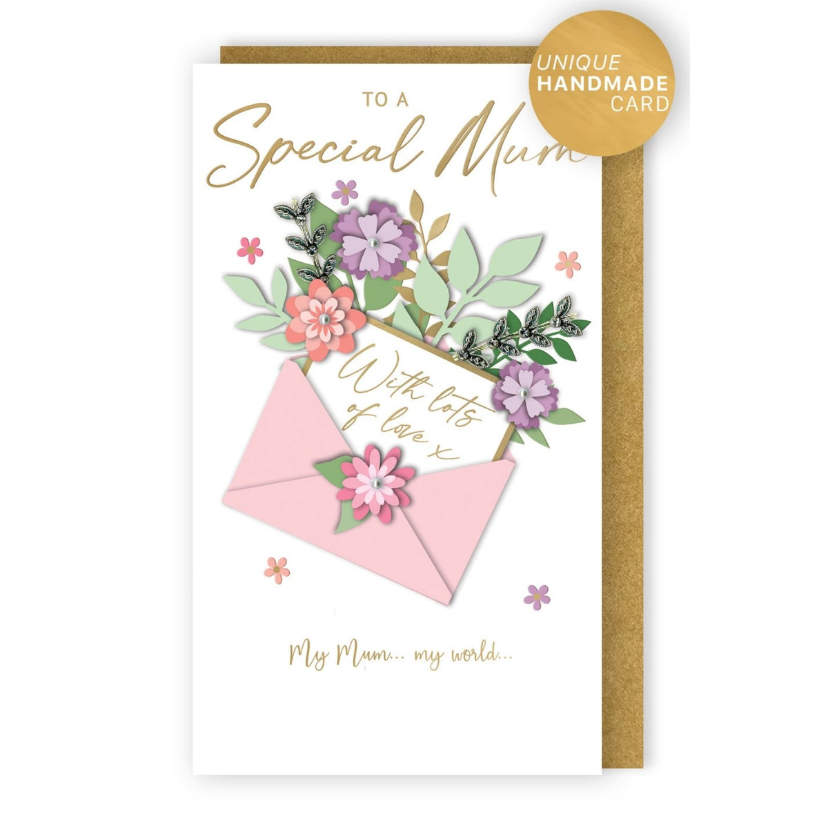 Mum Birthday Card Loving Champagne Hand-Finished Embellished Floral Design