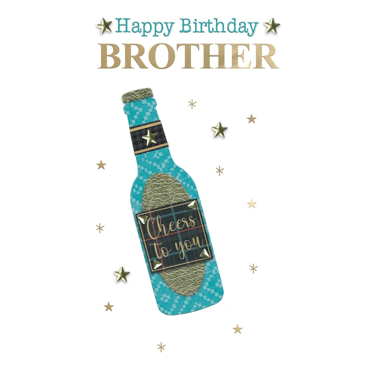 Brother Birthday Card Cheers  Champagne Hand-Finished Embellished Beer Design