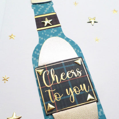 Brother Birthday Card Cheers  Champagne Hand-Finished Embellished Beer Design