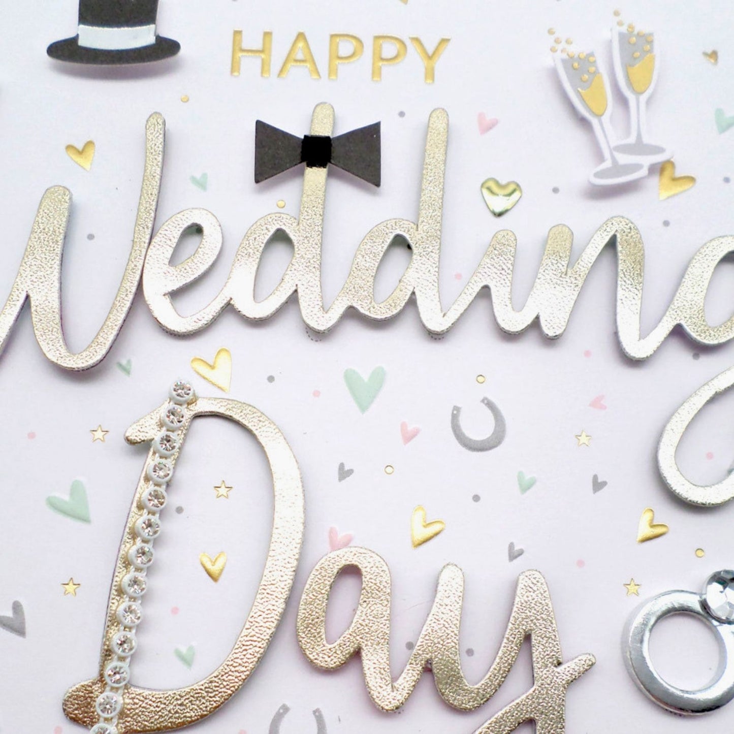 Happy Wedding Day Card Celebration Champagne Hand-Finished Embellished  Design