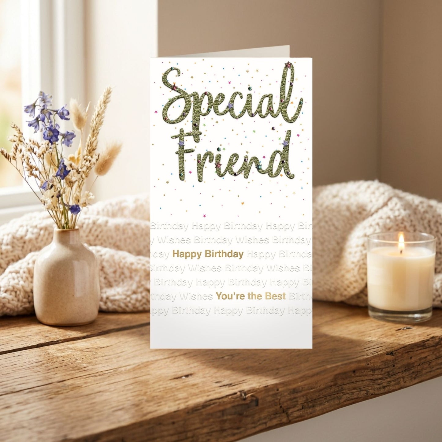 Special Friend Birthday Card For Her Champagne Hand-Finished Embellished  Design