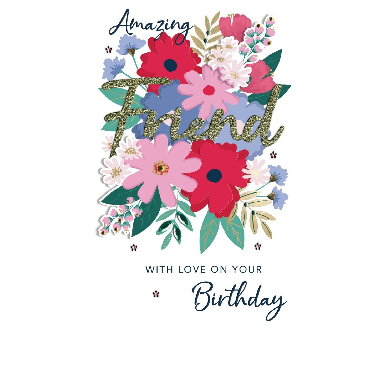 Amazing Friend Birthday Card For Her Champagne Hand-Finished Embellished  Design