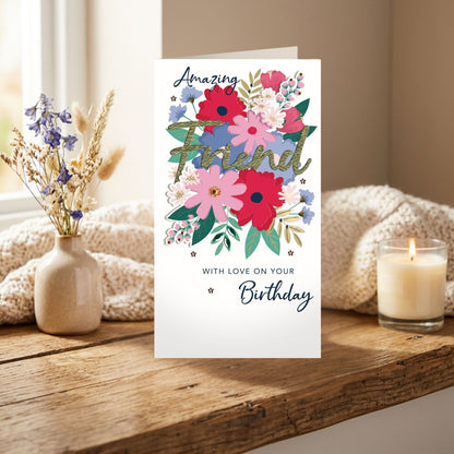 Amazing Friend Birthday Card For Her Champagne Hand-Finished Embellished  Design