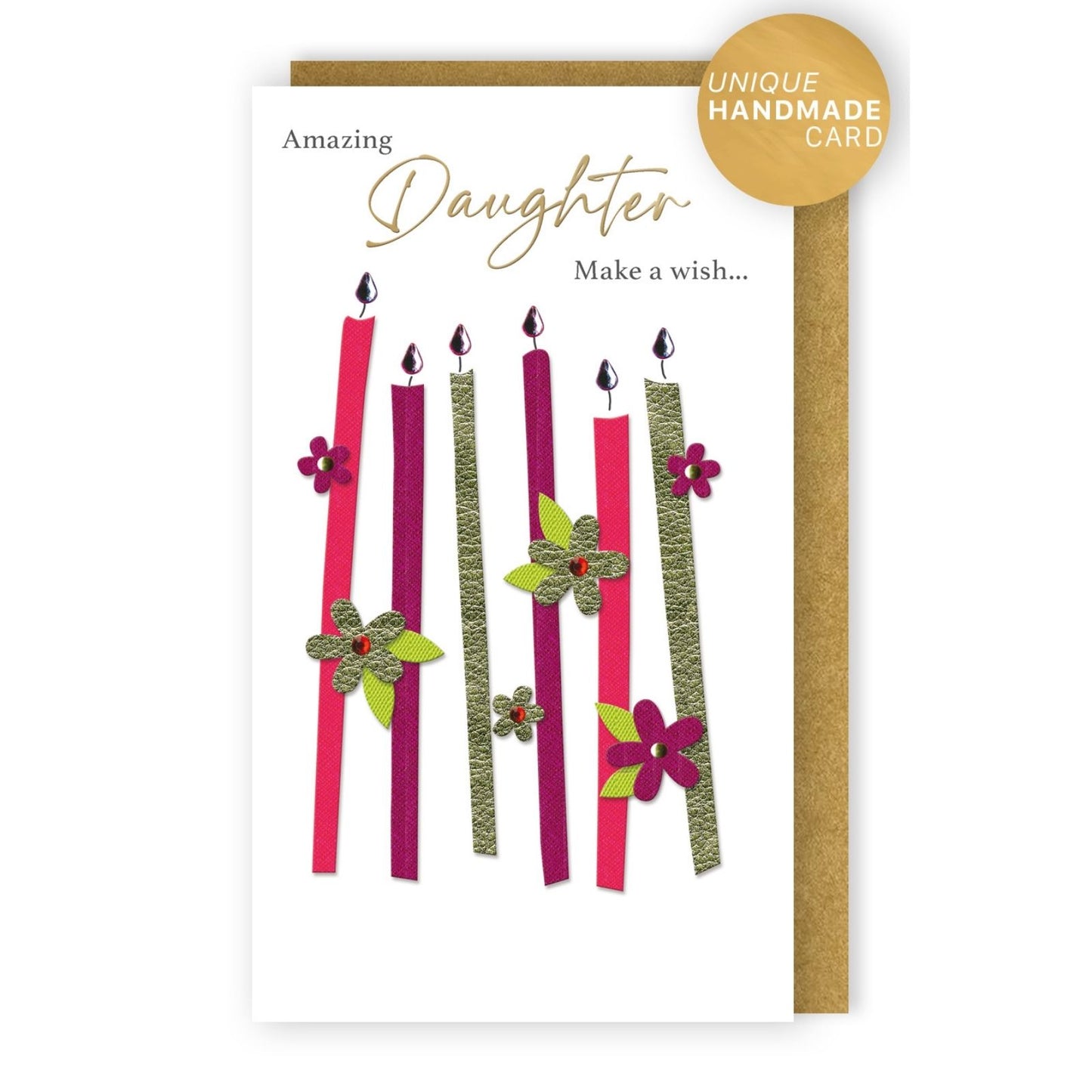 Daughter Birthday Card  Champagne Hand-Finished Embellished Make A Wish Design