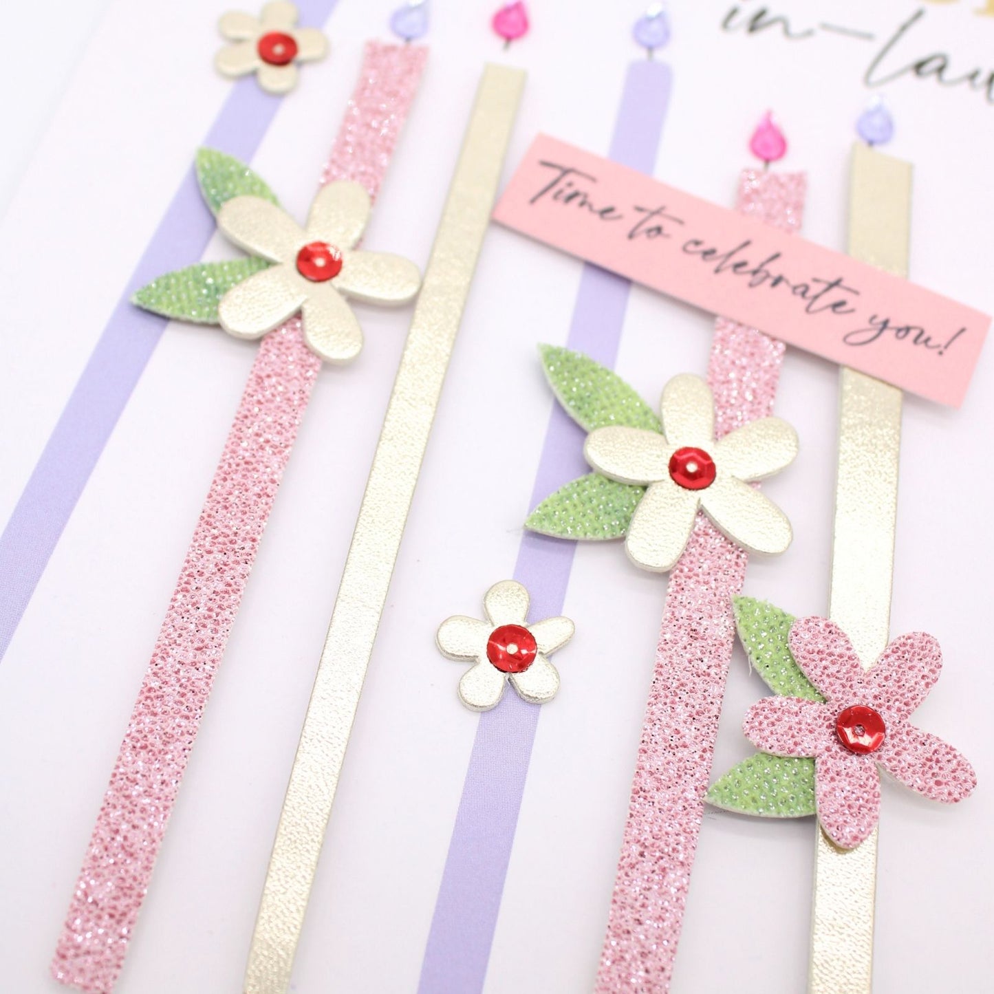 Daughter-In-Law Birthday Card  Champagne Hand-Finished Embellished Candle Design